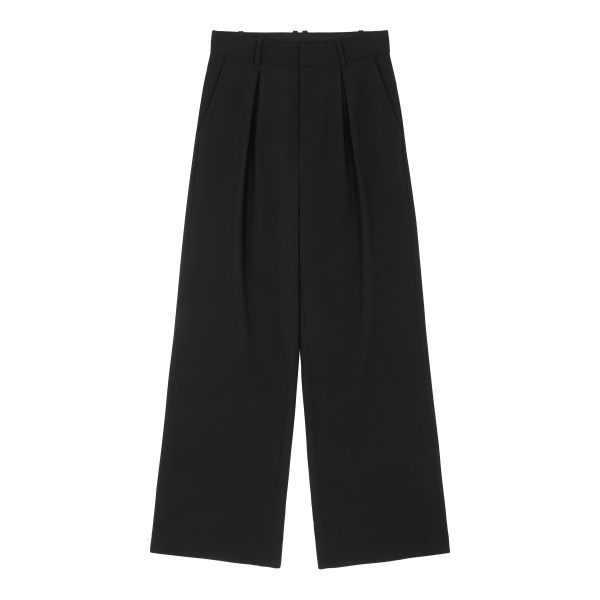 MM6 Maison Margiela Mannequin Label Wool Blend Pleated Trousers in Anthracite | Tailored pants | Luxury Shoes 