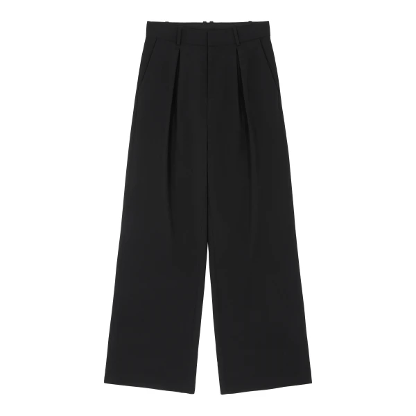 MM6 Maison Margiela Mannequin Label Wool Blend Pleated Trousers in Anthracite | Tailored pants | Luxury Shoes 