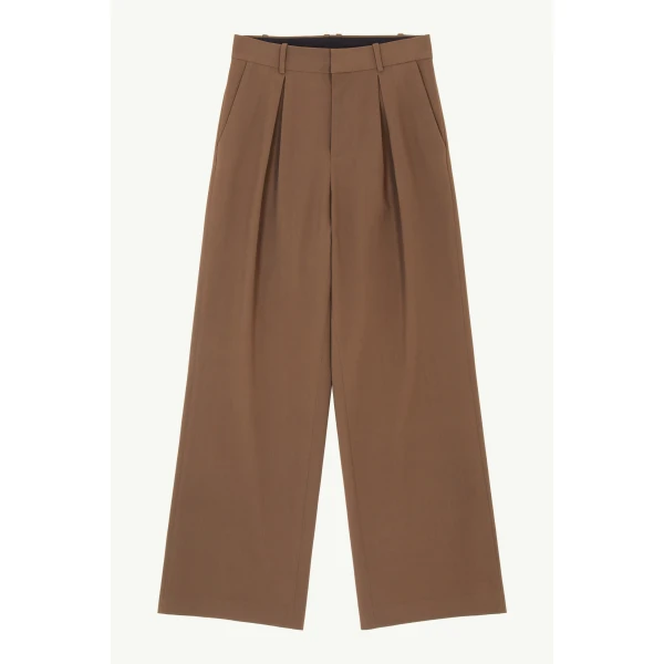 MM6 Maison Margiela Mannequin Label Wool Blend Pleated Trousers in Brown, view 6 | Tailored pants | Luxury Shoes 