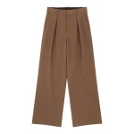 MM6 Maison Margiela Mannequin Label Wool Blend Pleated Trousers in Brown | Tailored pants | Luxury Shoes 