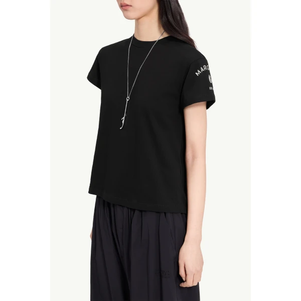 MM6 Maison Margiela Mannequin-Print Cotton Jersey T-Shirt in Black, view 5 | T-shirts | Luxury Shoes 