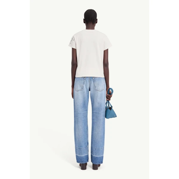 MM6 Maison Margiela Mannequin-Print Cotton Jersey T-Shirt in Ecru, view 4 | T-shirts | Luxury Shoes 
