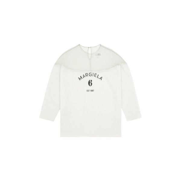 MM6 Maison Margiela Mannequin Print Jersey Top in White | T-shirts | Luxury Shoes 