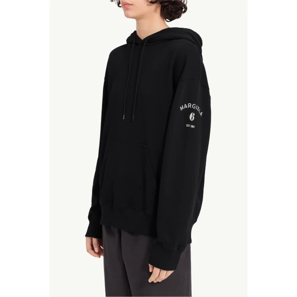 MM6 Maison Margiela Mannequin-Print Sweatshirt in Black, view 5 | Hoodies | Luxury Shoes 