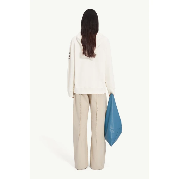 MM6 Maison Margiela Mannequin-Print Sweatshirt in Ecru, view 4 | Hoodies | Luxury Shoes 