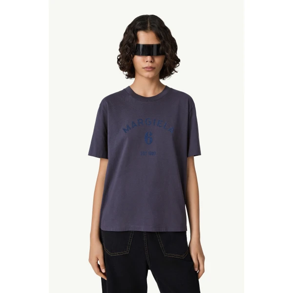 MM6 Maison Margiela Mannequin Print T-Shirt in Blue, view 5 | T-shirts | Luxury Shoes 