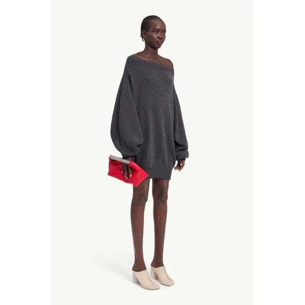 MM6 Maison Margiela Merino Wool Knitted Dress in Dark Grey, view 3 | Mini Dresses | Luxury Shoes 