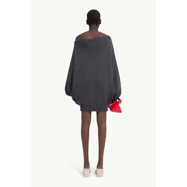 MM6 Maison Margiela Merino Wool Knitted Dress in Dark Grey, view 4 | Mini Dresses | Luxury Shoes 