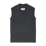 MM6 Maison Margiela Merino Wool Knitted Gilet in Dark Grey | Sweaters | Luxury Shoes 