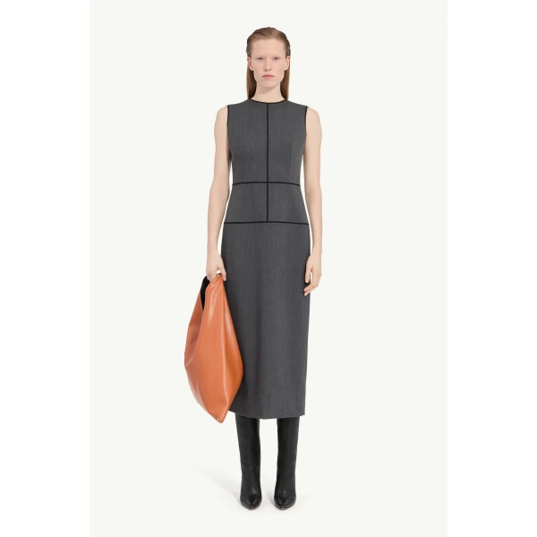 MM6 Maison Margiela Midi Dress in Dark Grey, view 2 | Maxi Dresses | Luxury Shoes 