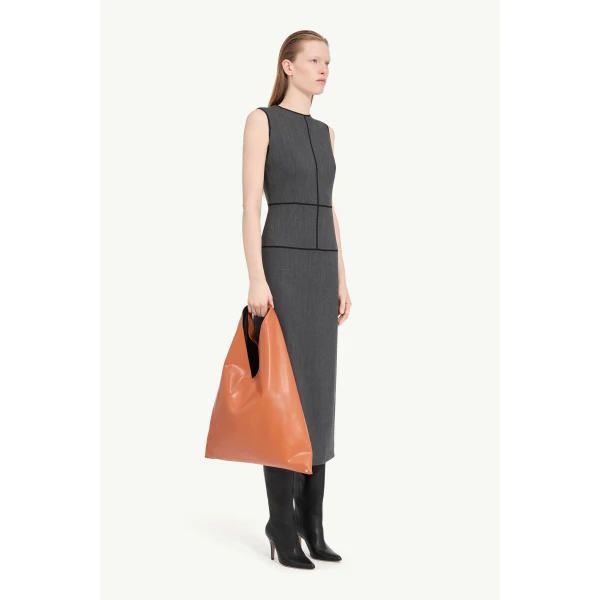 MM6 Maison Margiela Midi Dress in Dark Grey, view 3 | Maxi Dresses | Luxury Shoes 