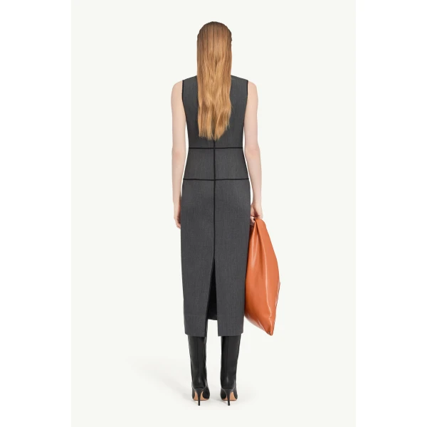 MM6 Maison Margiela Midi Dress in Dark Grey, view 4 | Maxi Dresses | Luxury Shoes 