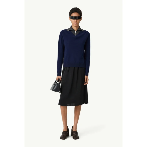 MM6 Maison Margiela Multi Neckline Knit Jumper in Navy, view 2 | Sweaters | Luxury Shoes 