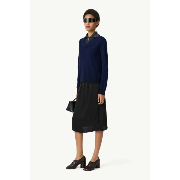 MM6 Maison Margiela Multi Neckline Knit Jumper in Navy, view 3 | Sweaters | Luxury Shoes 