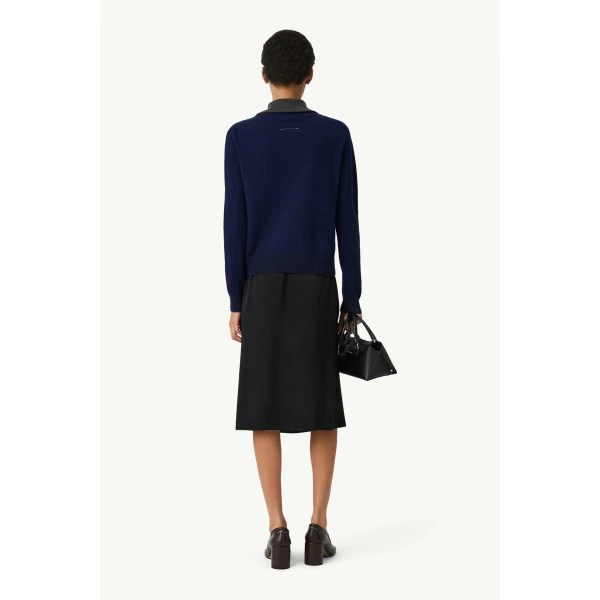 MM6 Maison Margiela Multi Neckline Knit Jumper in Navy, view 4 | Sweaters | Luxury Shoes 