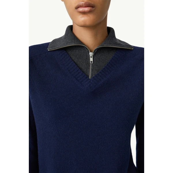 MM6 Maison Margiela Multi Neckline Knit Jumper in Navy, view 6 | Sweaters | Luxury Shoes 