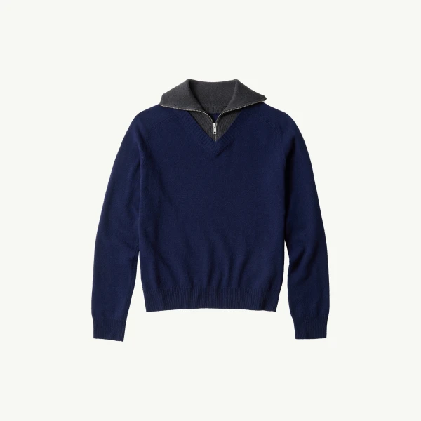Multi Neckline Knit Jumper in Navy