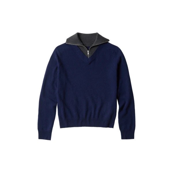 Multi Neckline Knit Jumper in Navy