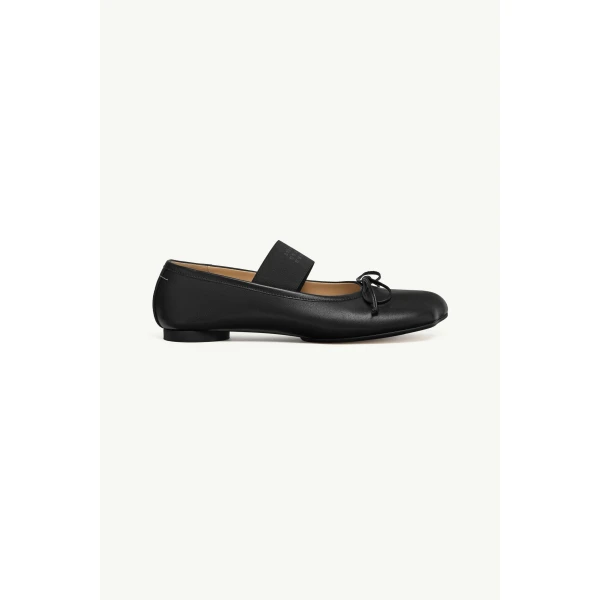 MM6 Maison Margiela Nappa Anatomic Numeric Ballerinas in Black, view 2 | Flats | Luxury Shoes 