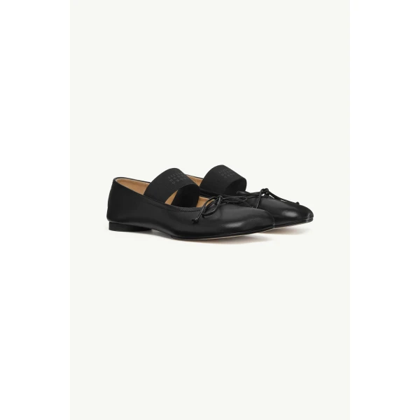 MM6 Maison Margiela Nappa Anatomic Numeric Ballerinas in Black, view 3 | Flats | Luxury Shoes 