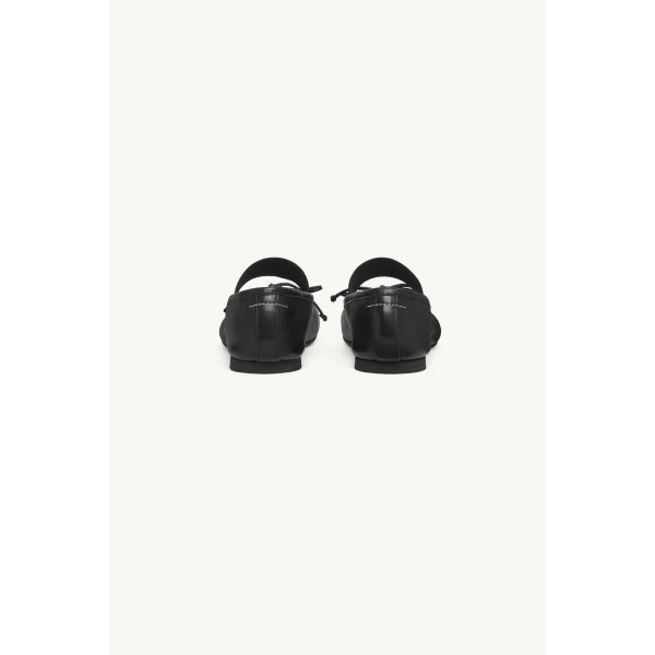 MM6 Maison Margiela Nappa Anatomic Numeric Ballerinas in Black, view 4 | Flats | Luxury Shoes 