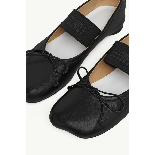 MM6 Maison Margiela Nappa Anatomic Numeric Ballerinas in Black, view 5 | Flats | Luxury Shoes 
