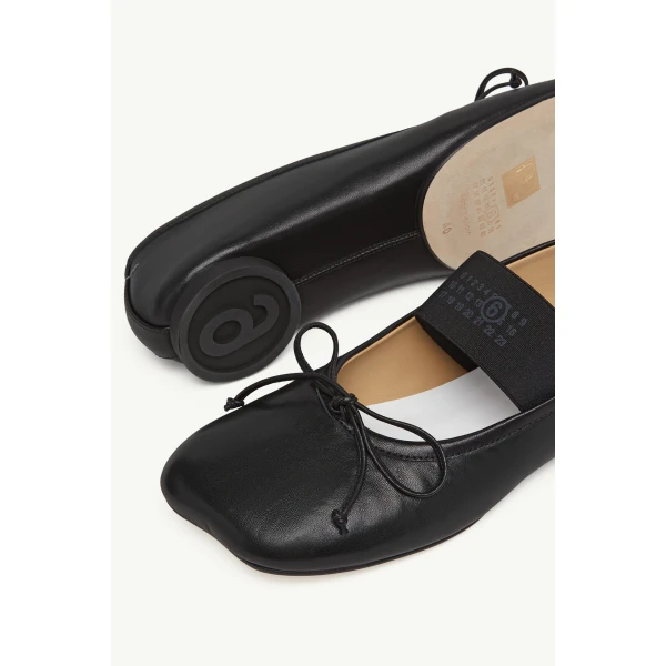 MM6 Maison Margiela Nappa Anatomic Numeric Ballerinas in Black, view 6 | Flats | Luxury Shoes 