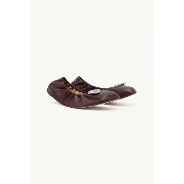 MM6 Maison Margiela Numeric Anatomic Ballerina in Bordeaux, view 3 | Flats | Luxury Shoes 