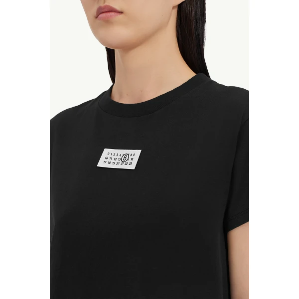 MM6 Maison Margiela Numeric Cotton Jersey T-Shirt in Black, view 5 | T-shirts | Luxury Shoes 
