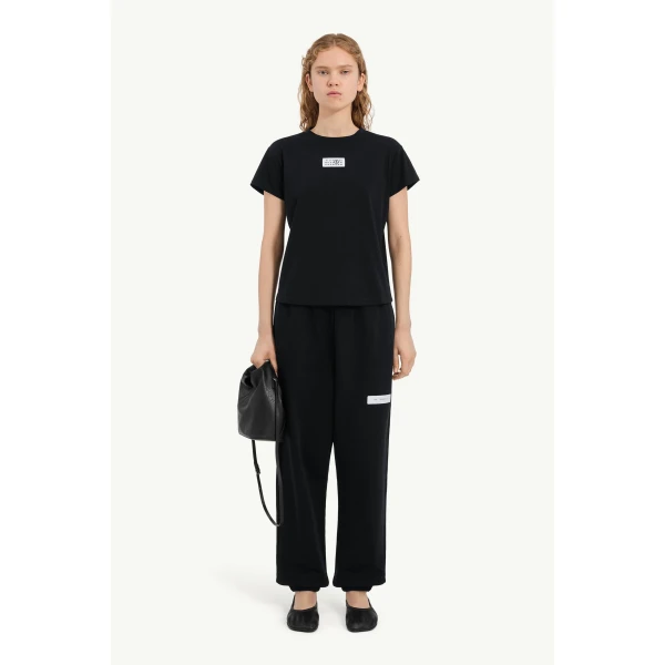 MM6 Maison Margiela Numeric Cotton T-Shirt in Black, view 2 | T-shirts | Luxury Shoes 