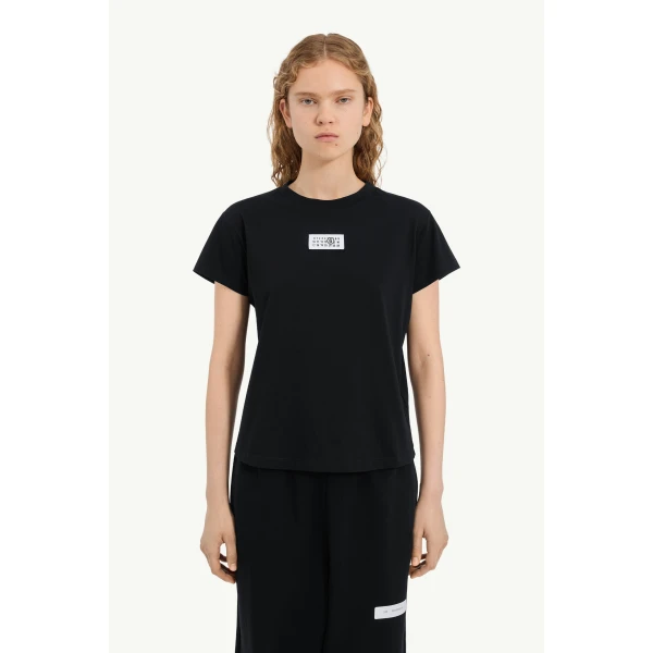 MM6 Maison Margiela Numeric Cotton T-Shirt in Black, view 5 | T-shirts | Luxury Shoes 