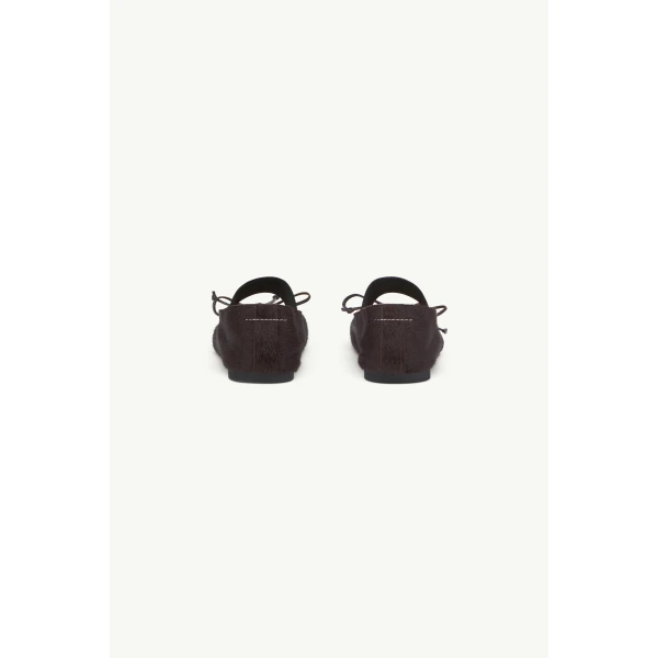 MM6 Maison Margiela Numeric Elastic Ballerinas in Ponyhair in Tapenade, view 4 | Flats | Luxury Shoes 