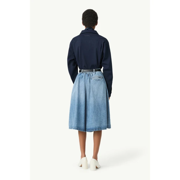 MM6 Maison Margiela Numeric Embroidery Denim Shorts in Blue, view 4 | Denim Shorts | Luxury Shoes 