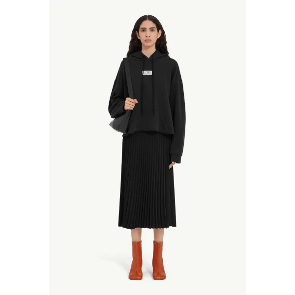 MM6 Maison Margiela Numeric Hooded Sweatshirt in Black, view 2 | Hoodies | Luxury Shoes 