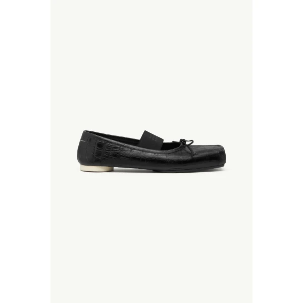 MM6 Maison Margiela Numeric Square-Toe Ballerinas in Black, view 2 | Flats | Luxury Shoes 