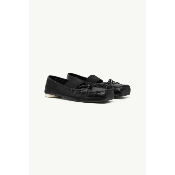 MM6 Maison Margiela Numeric Square-Toe Ballerinas in Black, view 3 | Flats | Luxury Shoes 