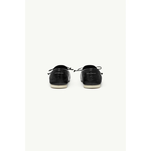 MM6 Maison Margiela Numeric Square-Toe Ballerinas in Black, view 4 | Flats | Luxury Shoes 