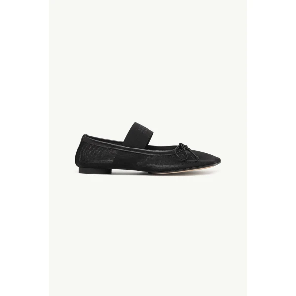 MM6 Maison Margiela Nylon Anatomic Numeric Ballerinas in Black, view 2 | Flats | Luxury Shoes 