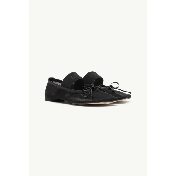 MM6 Maison Margiela Nylon Anatomic Numeric Ballerinas in Black, view 3 | Flats | Luxury Shoes 