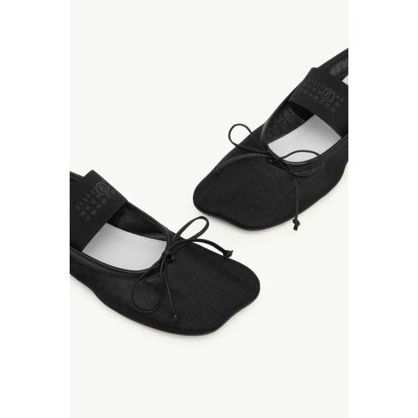 MM6 Maison Margiela Nylon Anatomic Numeric Ballerinas in Black, view 5 | Flats | Luxury Shoes 