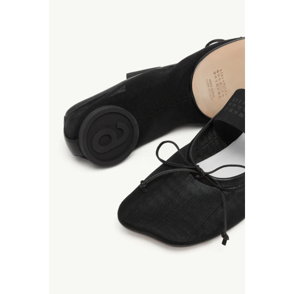 MM6 Maison Margiela Nylon Anatomic Numeric Ballerinas in Black, view 6 | Flats | Luxury Shoes 