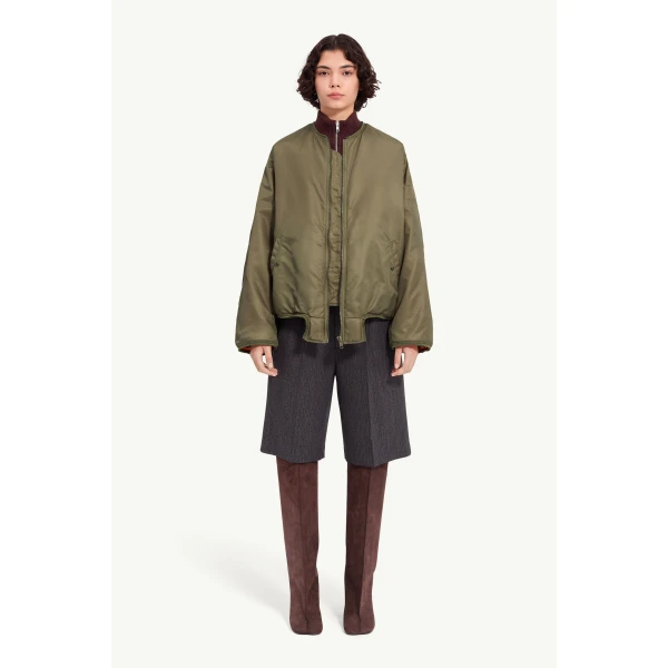 MM6 Maison Margiela Nylon Jacket with Contrast Lining in Khaki, view 2 | Jackets | Luxury Shoes 