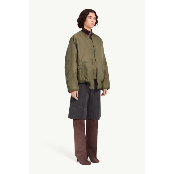 MM6 Maison Margiela Nylon Jacket with Contrast Lining in Khaki, view 3 | Jackets | Luxury Shoes 