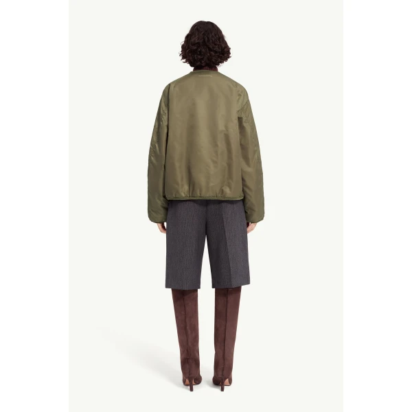 MM6 Maison Margiela Nylon Jacket with Contrast Lining in Khaki, view 4 | Jackets | Luxury Shoes 