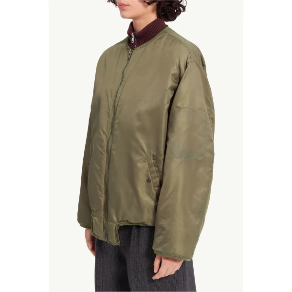 MM6 Maison Margiela Nylon Jacket with Contrast Lining in Khaki, view 5 | Jackets | Luxury Shoes 
