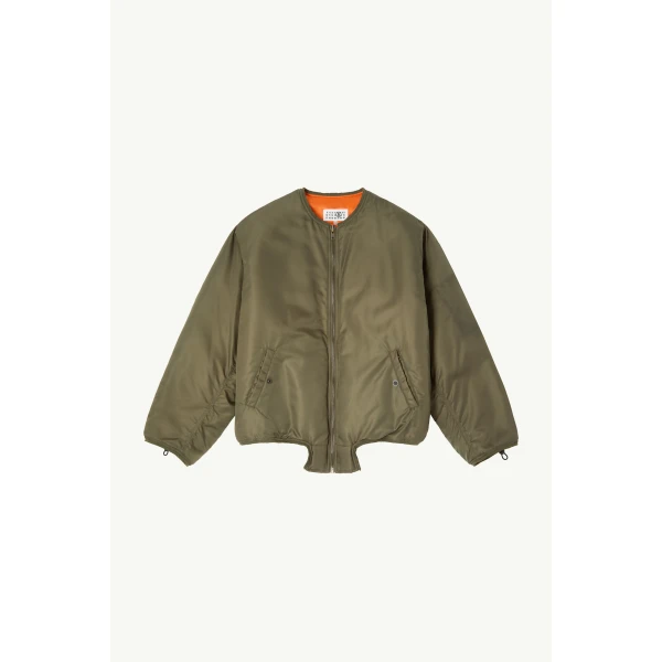 MM6 Maison Margiela Nylon Jacket with Contrast Lining in Khaki, view 6 | Jackets | Luxury Shoes 
