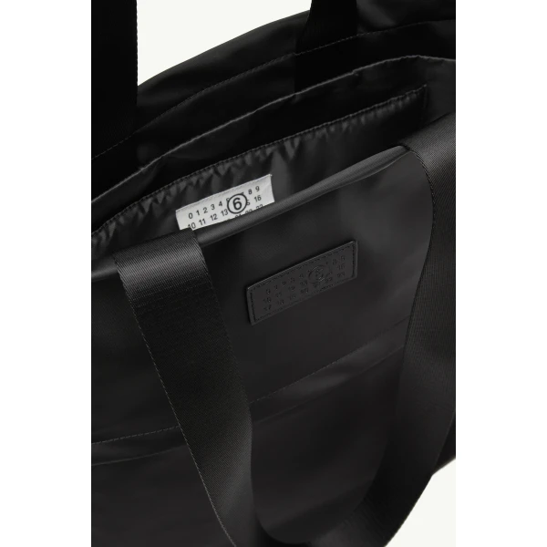 MM6 Maison Margiela Nylon Shopping Bag in Black, view 5 | Totes & Top-Handle Bags | Luxury Shoes 