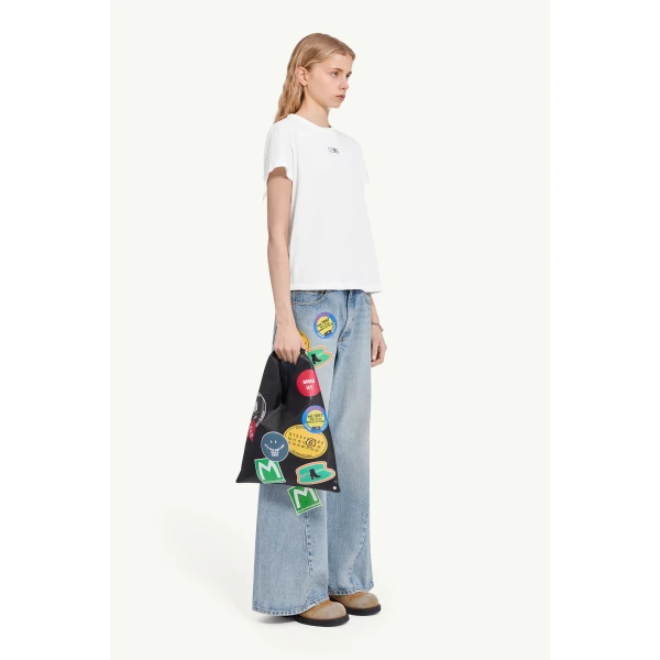 MM6 Maison Margiela Overdyed Jersey T-Shirt in White, view 3 | T-shirts | Luxury Shoes 