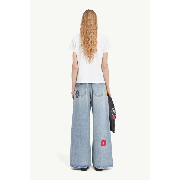 MM6 Maison Margiela Overdyed Jersey T-Shirt in White, view 4 | T-shirts | Luxury Shoes 