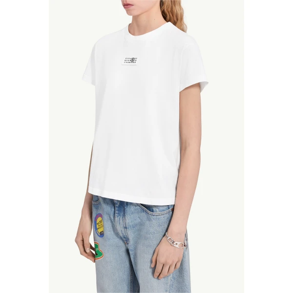 MM6 Maison Margiela Overdyed Jersey T-Shirt in White, view 5 | T-shirts | Luxury Shoes 